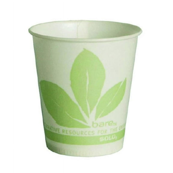 Bare Eco-Forward Drinking Cup, Wax Coated Paper, 5 ounces, Disposable, Leaf Print, 100 Count