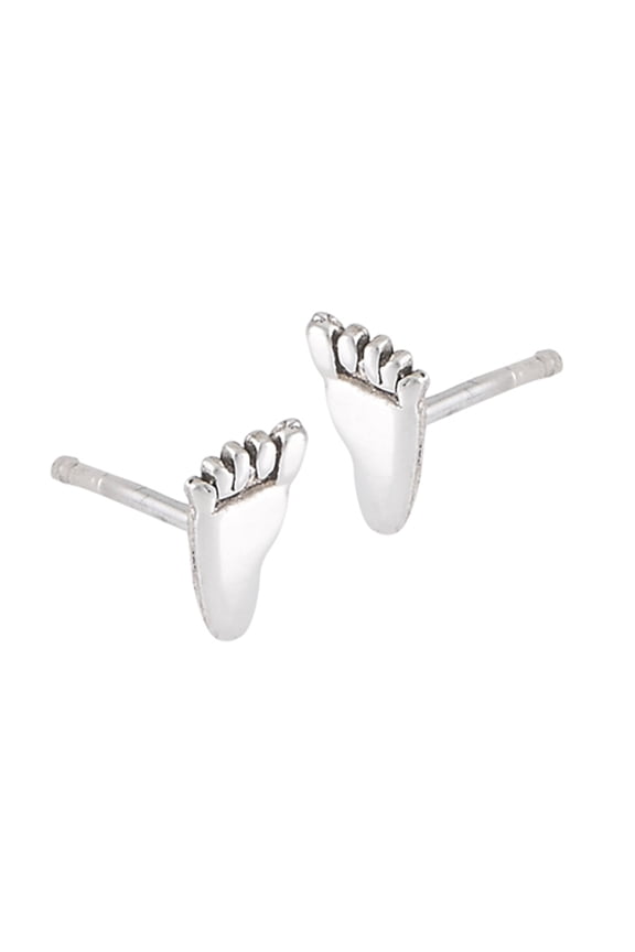 Bare Feet Post Left and Right Foot .925 Sterling Silver Anatomy Stud Earrings Jewelry Female Unisex