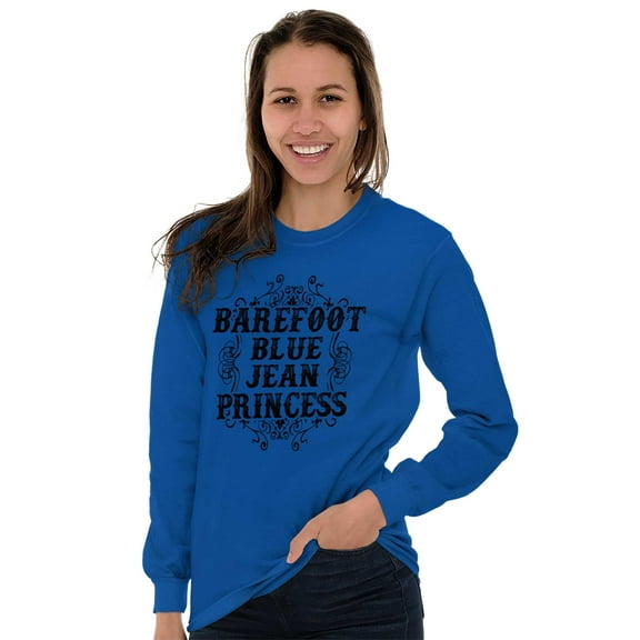 Bare Foot Buck Wild Cute Southern Women's Long Sleeve T Shirt Brisco Brands L