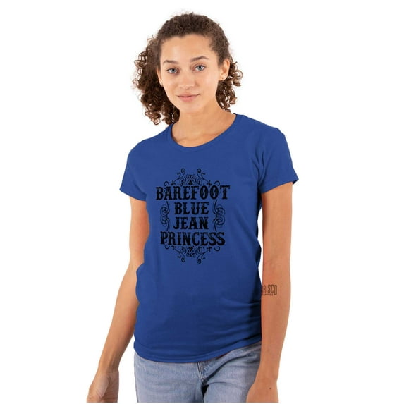 Country Barefoot Blue Jean Princess Womens Slim Fit Graphic Tee Brisco Brands M