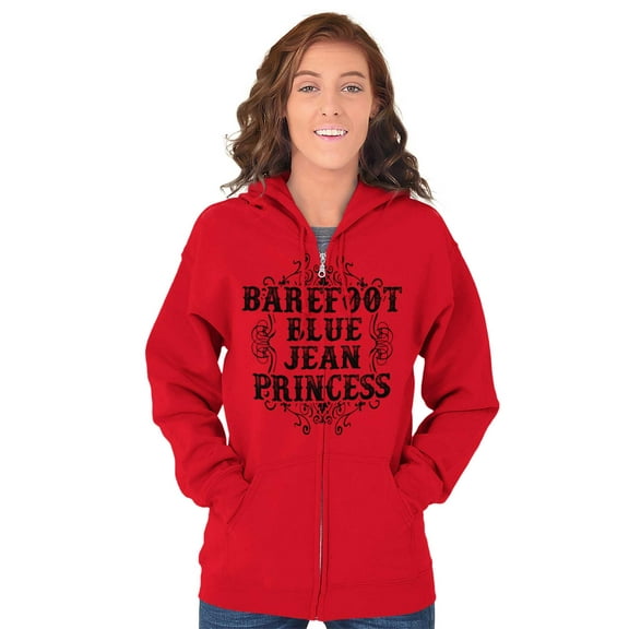 Bare Foot Buck Wild Cute Southern Zip Hoodie Sweatshirt Women Brisco Brands M