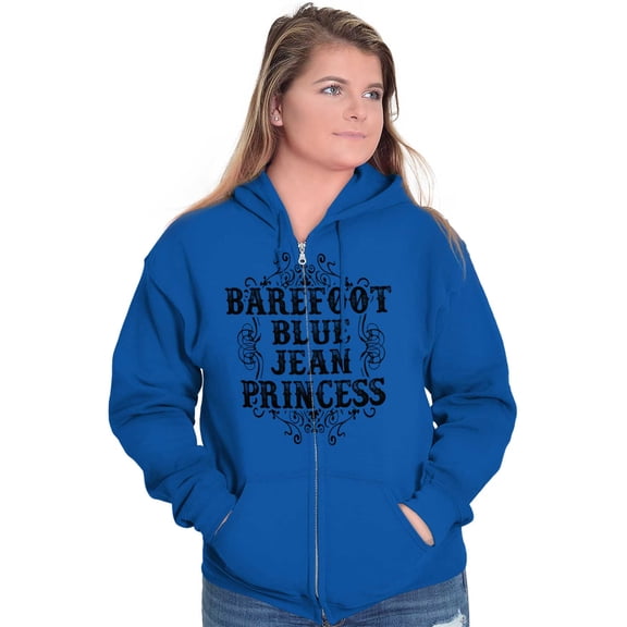 Bare Foot Buck Wild Cute Southern Zip Hoodie Sweatshirt Women Brisco Brands X