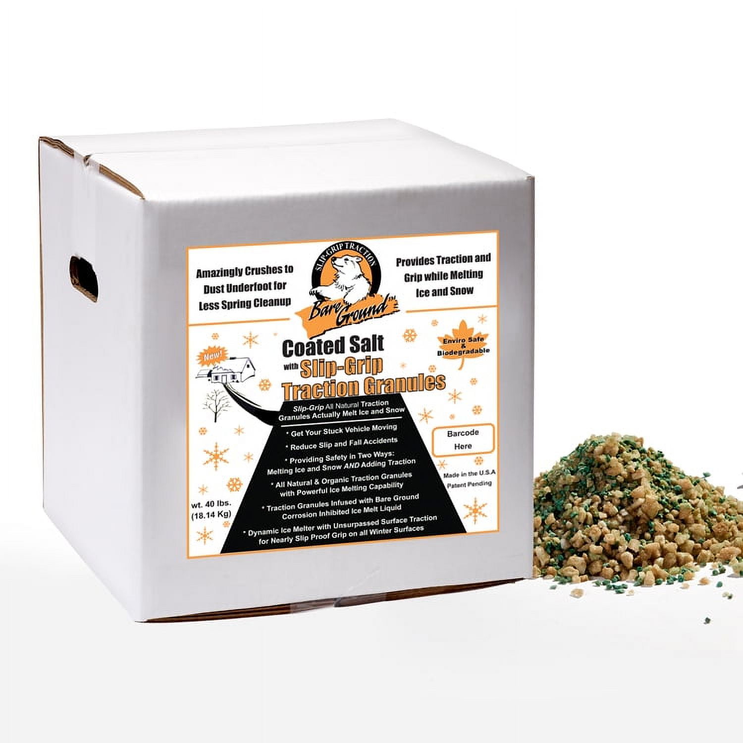 Bare Ground coated granular ice melt w/ traction granules (infused) (0063227222299) Size 40 lb