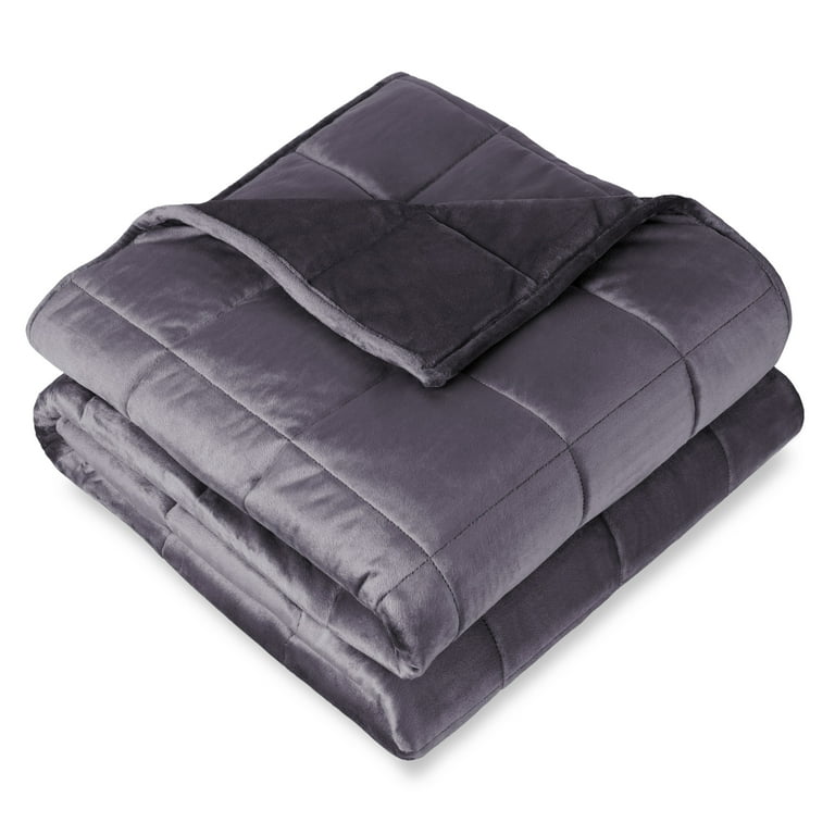 Bare Home 10 lbs Weighted Blanket for Kids 40 x 60 Minky Fleece Eggplant