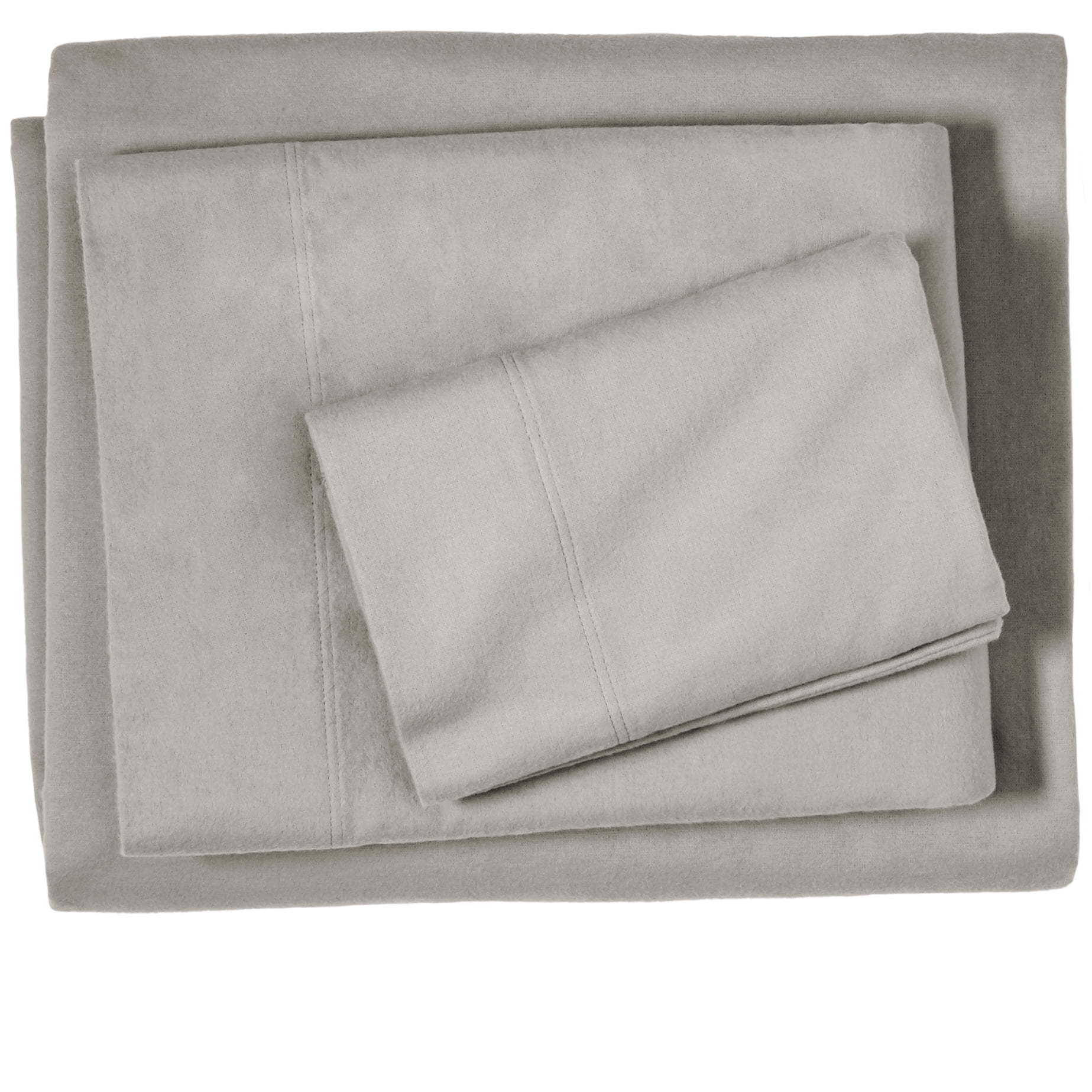 Bare Home 100% Cotton Flannel Deep Pocket 3-Piece Sheet Set with 2 Bonus Pillowcases (Twin, Light Gray)