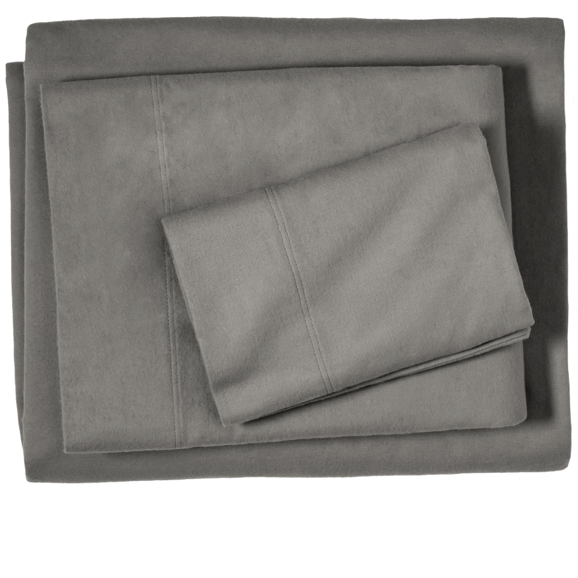 Bare Home 100% Cotton Flannel Deep Pocket 3-Piece Sheet Set with 2 Bonus Pillowcases (Twin XL, Gray)