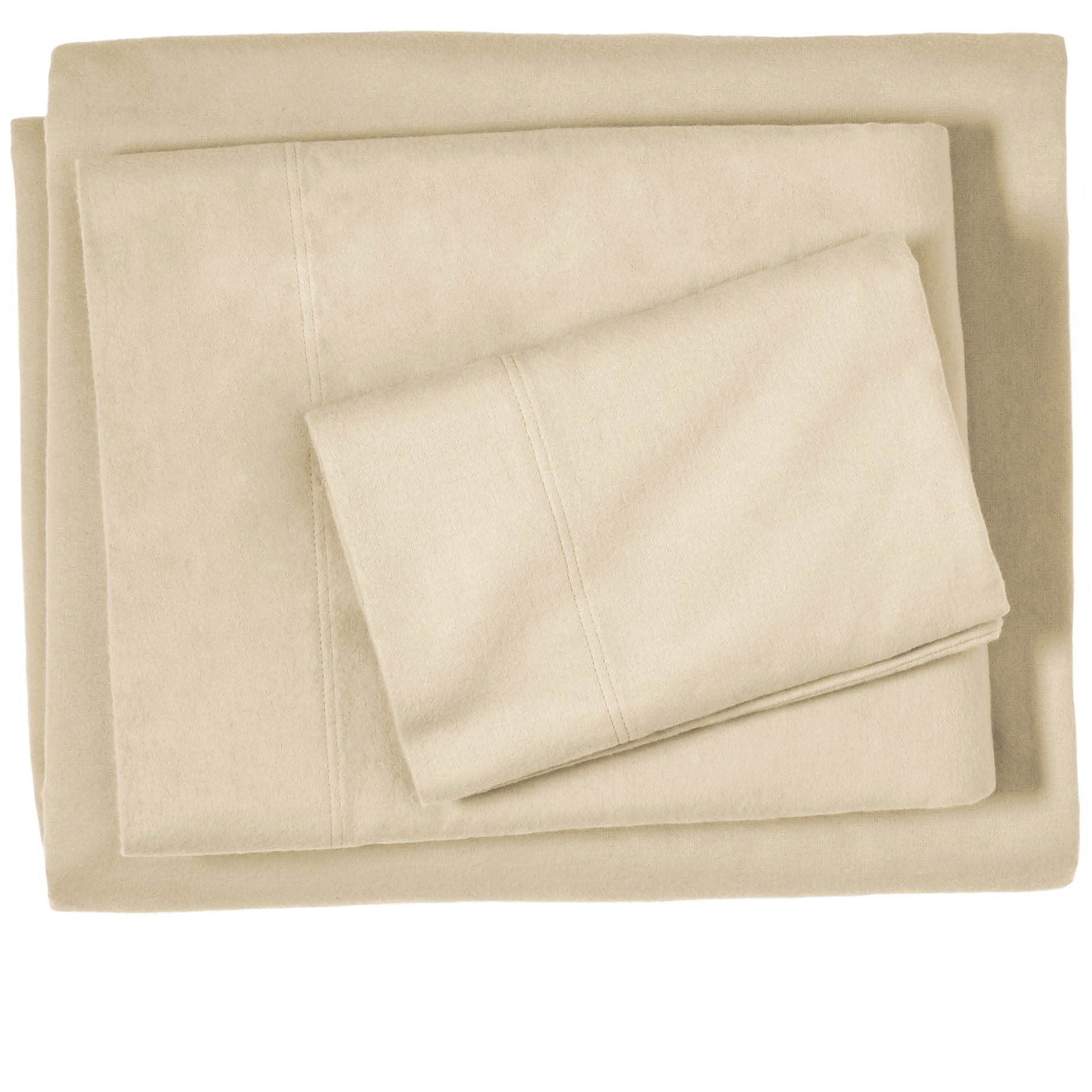 Bare Home 100% Cotton Flannel Deep Pocket 3-Piece Sheet Set with 2 Bonus Pillowcases (Twin XL, Sand)