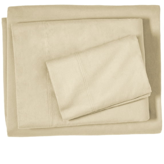 Bare Home 100% Cotton Flannel Deep Pocket 3-Piece Sheet Set with 2 Bonus Pillowcases (Twin XL, Sand)