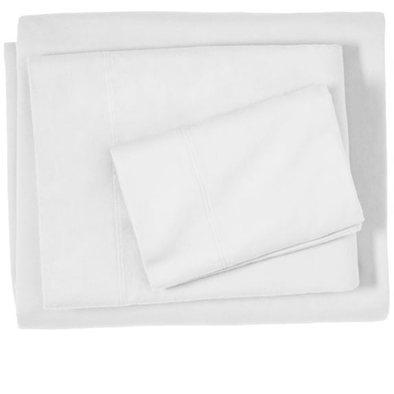 Bare Home 100% Cotton Flannel Deep Pocket 3-Piece Sheet Set with 2 Bonus Pillowcases (Twin XL, White)