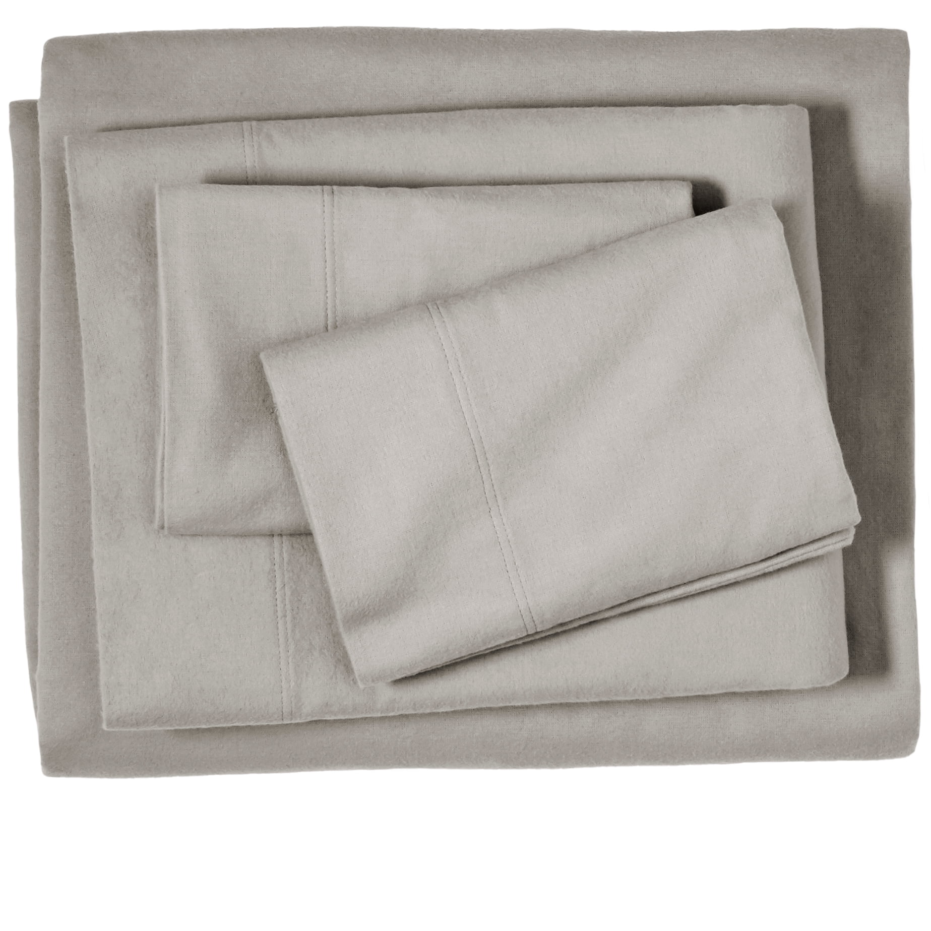 Bare Home 100% Cotton Flannel Deep Pocket 4-Piece Sheet Set with 2 Bonus Pillowcases (Full, Light Gray)