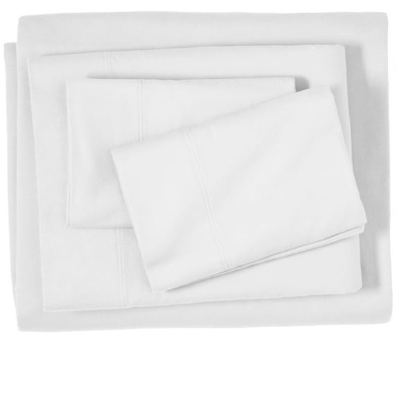 Bare Home 100% Cotton Flannel Deep Pocket 4-Piece Sheet Set with 2 Bonus Pillowcases (Full, White)