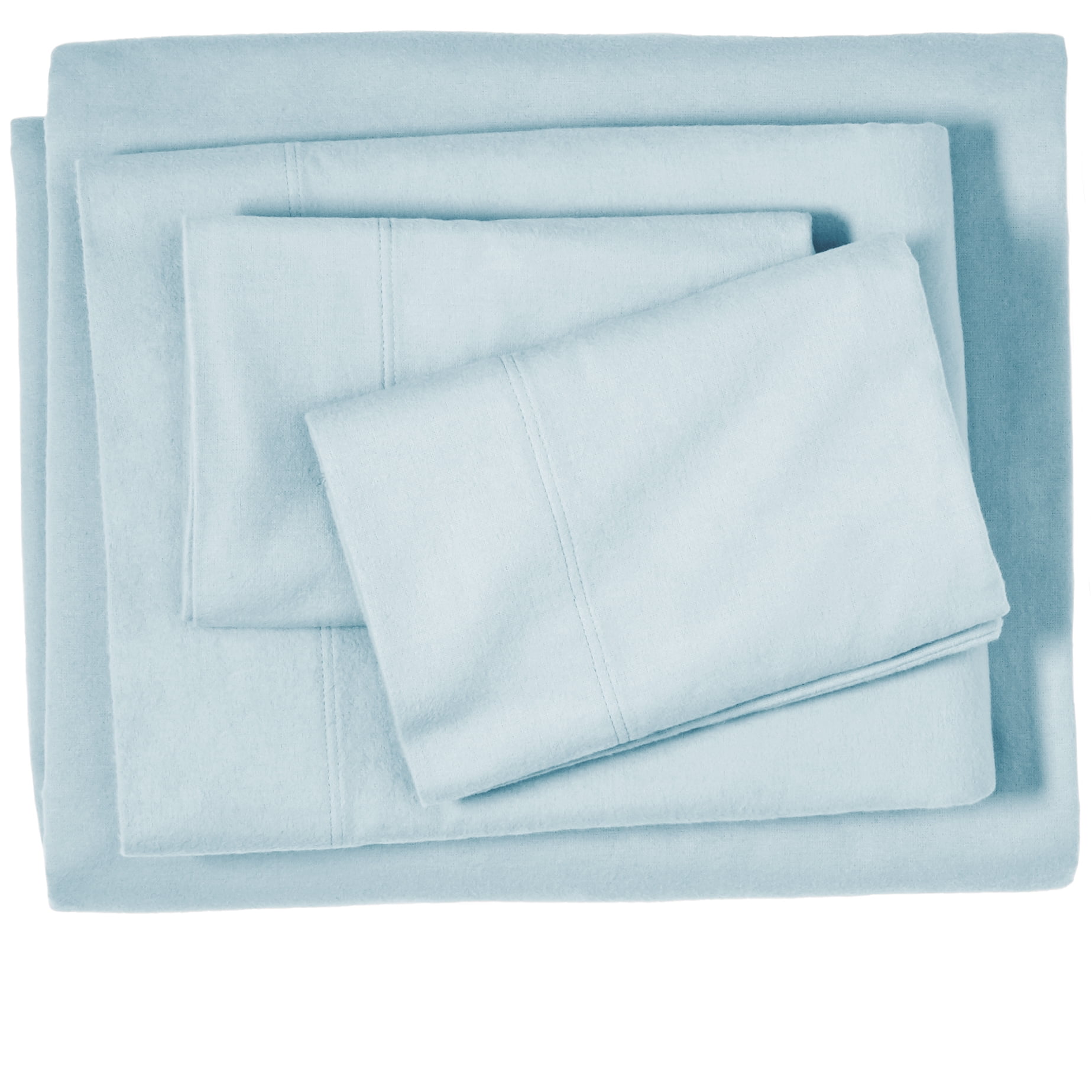 Bare Home 100% Cotton Flannel Deep Pocket 4-Piece Sheet Set with 2 Bonus Pillowcases (King, Light Blue)