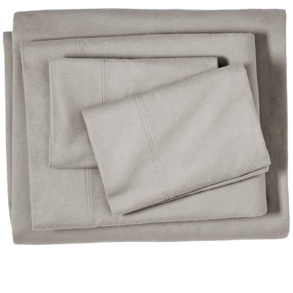 Bare Home 100% Cotton Flannel Deep Pocket 4-Piece Sheet Set with 2 Bonus Pillowcases (Queen, Light Gray)
