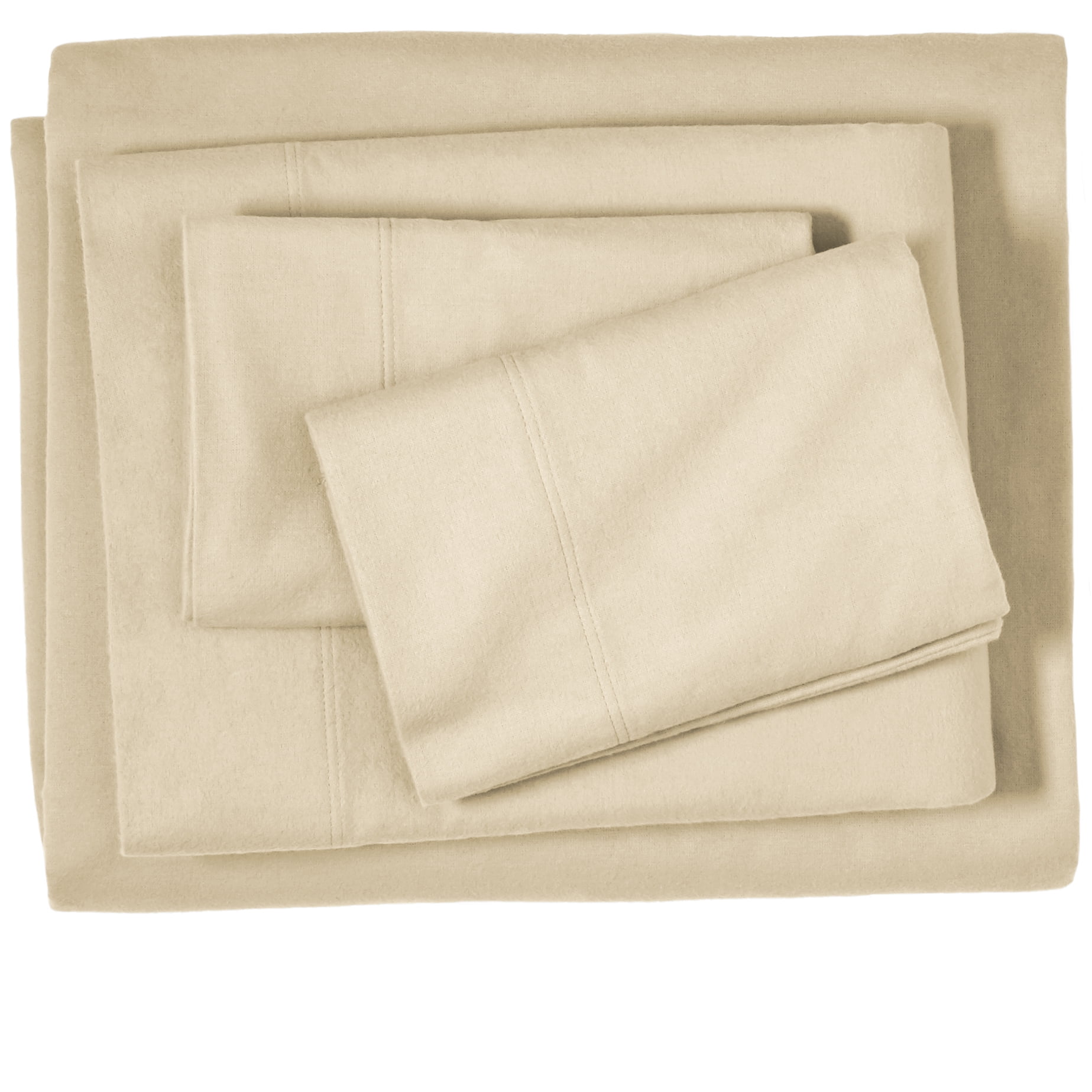 Bare Home 100% Cotton Flannel Deep Pocket 4-Piece Sheet Set with 2 Bonus Pillowcases (Queen, Sand)