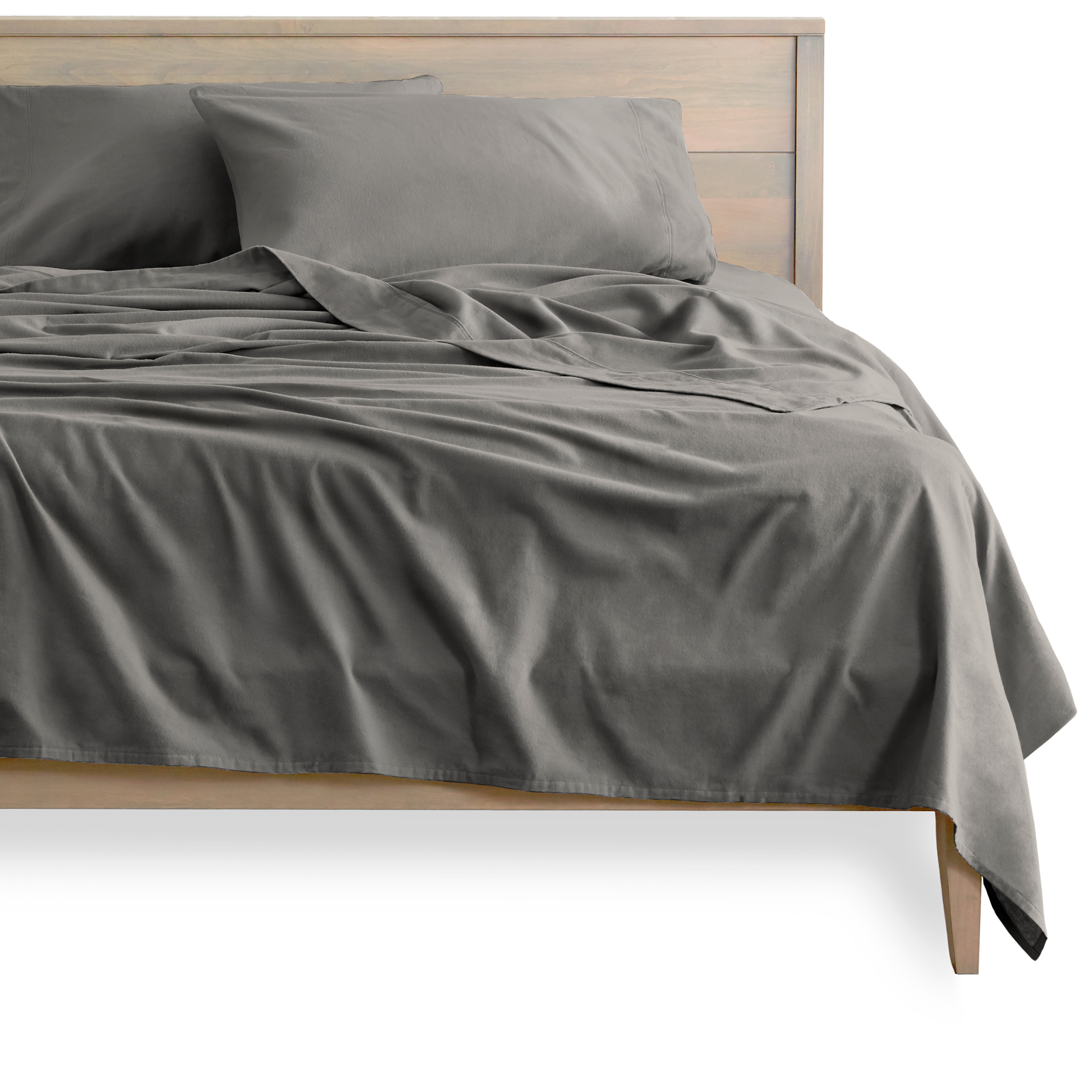 Bare Home 100% Cotton Flannel Sheet Set, Heavyweight, Deep Pocket (Queen, Gray) - image 1 of 5