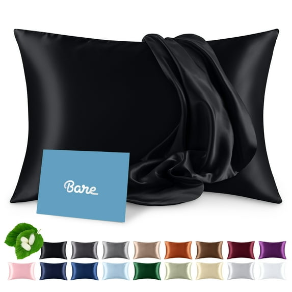 Bare Home 100% Mulberry Silk Envelope Pillowcase - Perfect for Hair and Skin - Premium 6A Grade, 19 Momme Silk - King, Black