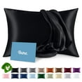 thumbnail image 1 of Bare Home 100% Mulberry Silk Envelope Pillowcase - Perfect for Hair and Skin - Premium 6A Grade, 19 Momme Silk - Queen, Black, 1 of 9