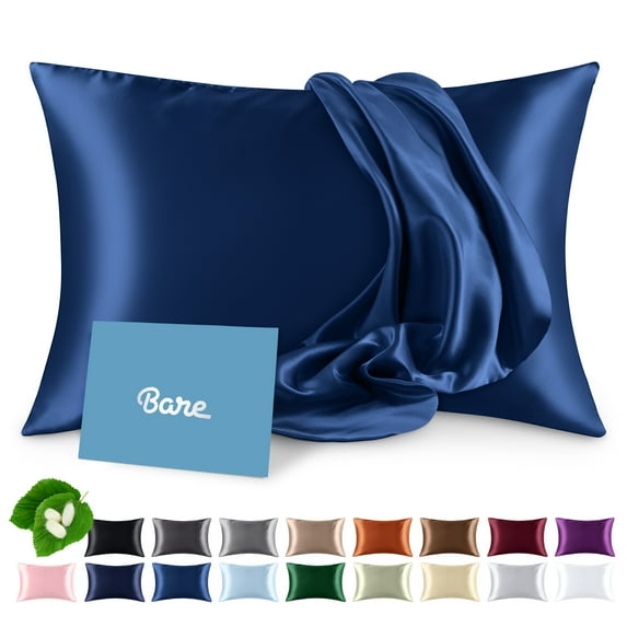 Bare Home 100% Mulberry Silk Envelope Pillowcase - Perfect for Hair and Skin - Premium 6A Grade, 19 Momme Silk - Queen, Dark Blue