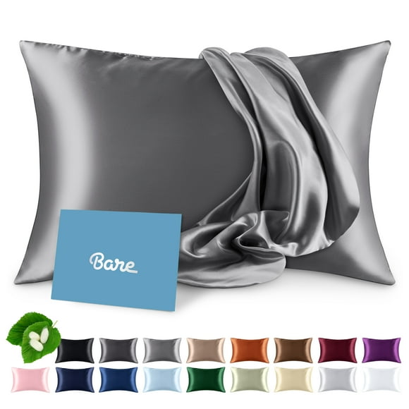Bare Home 100% Mulberry Silk Envelope Pillowcase - Perfect for Hair and Skin - Premium 6A Grade, 19 Momme Silk - Standard, Gray