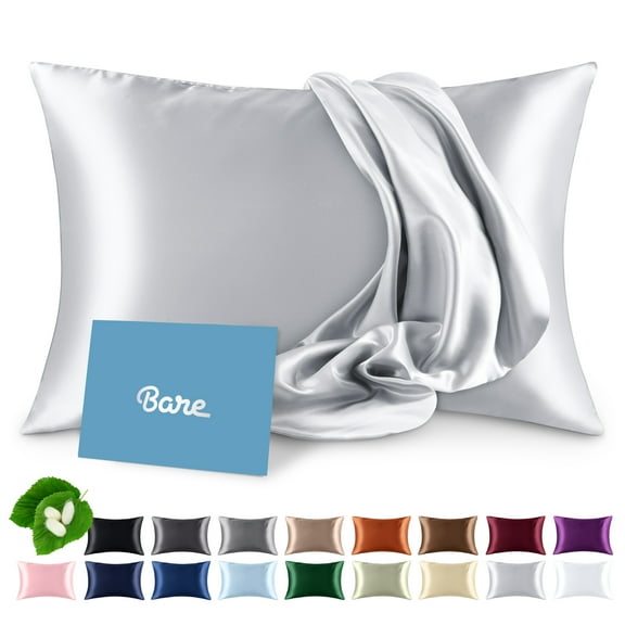 Bare Home 100% Mulberry Silk Envelope Pillowcase - Perfect for Hair and Skin - Premium 6A Grade, 19 Momme Silk - Standard, Silver