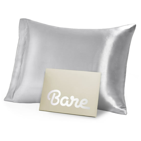 Bare Home 100% Mulberry Silk Envelope Pillowcase - Perfect for Hair and Skin - Premium 6A Grade, 19 Momme Silk - Standard, Silver