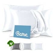 Bare Home 100% Mulberry Silk Zipper Pillowcase - Perfect for Hair and Skin - Premium 6A Grade, 19 Momme Silk - Queen - 2 Pack, White