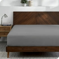 Bare Home 100% Organic Cotton Fitted Sheet - Jersey Weave - 150 GSM - Queen, Gray