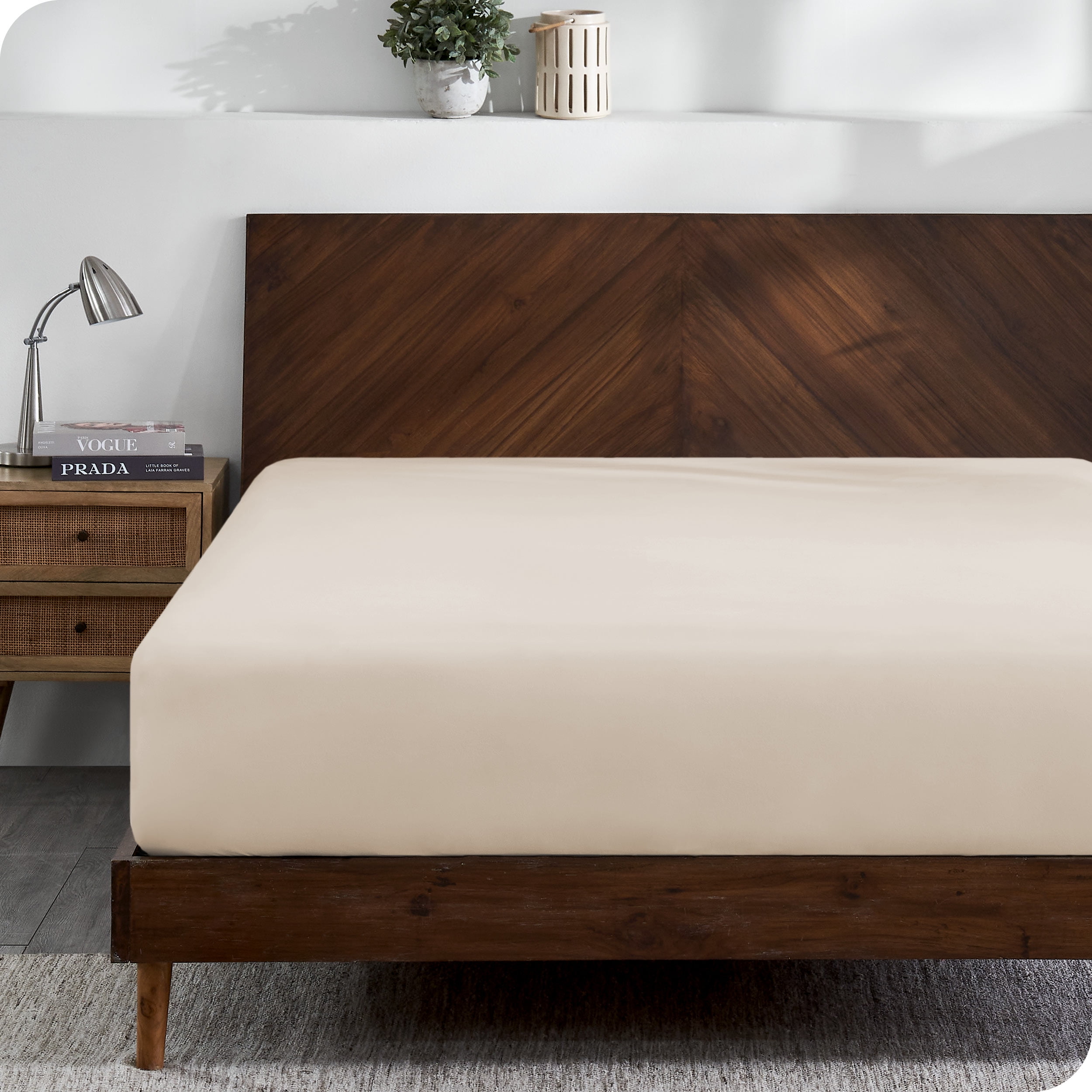 Queen Sand Organic Cotton Jersey Knit Fitted Sheet