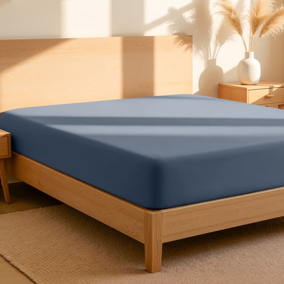 Bare Home 100% Organic Cotton Fitted Sheet - Percale Weave - California King, Bering Sea