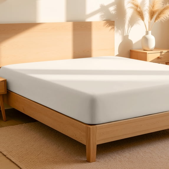 Bare Home 100% Organic Cotton Fitted Sheet - Percale Weave - Full, French Beige