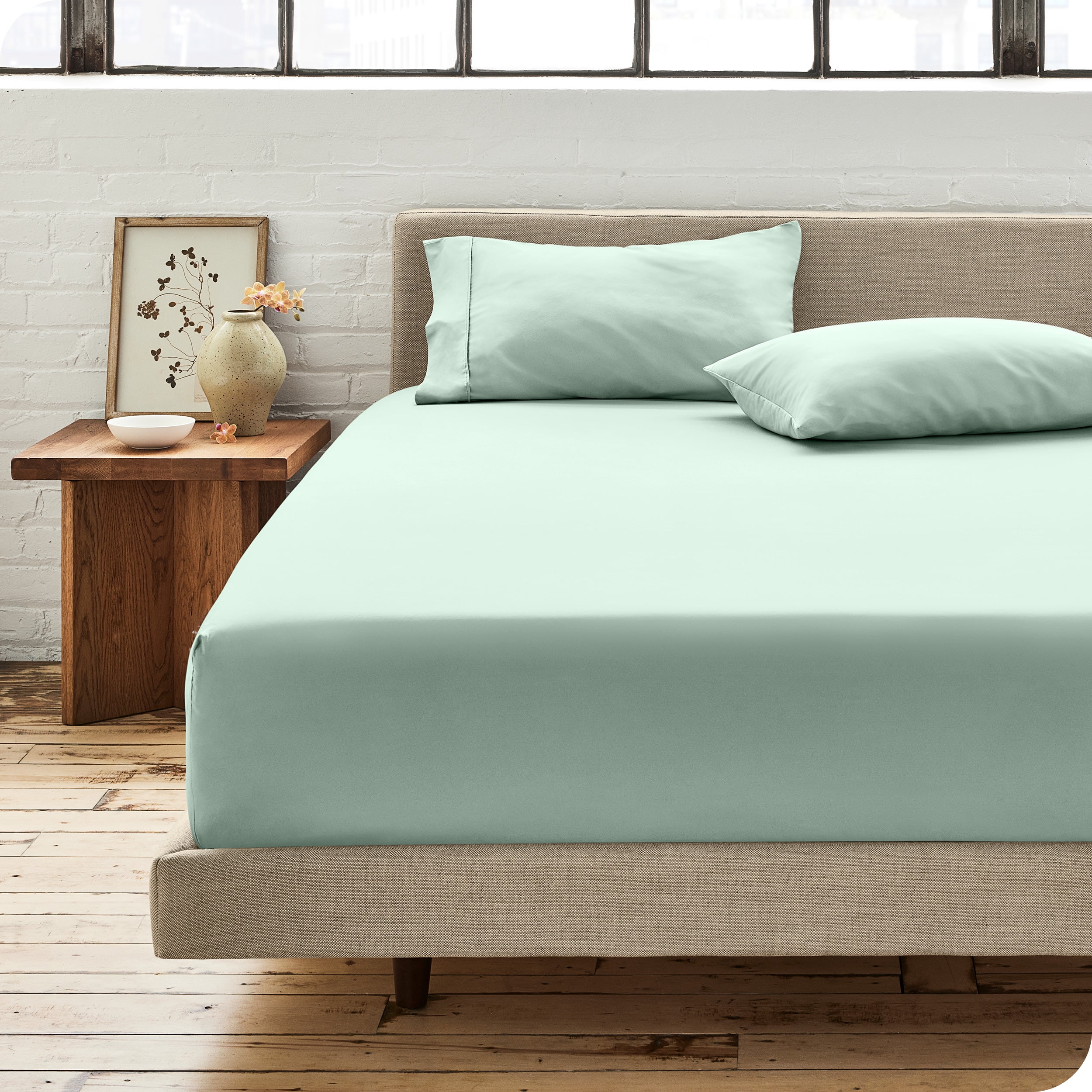 Willow Green Organic Cotton Percale Twin XL Fitted Sheet Set