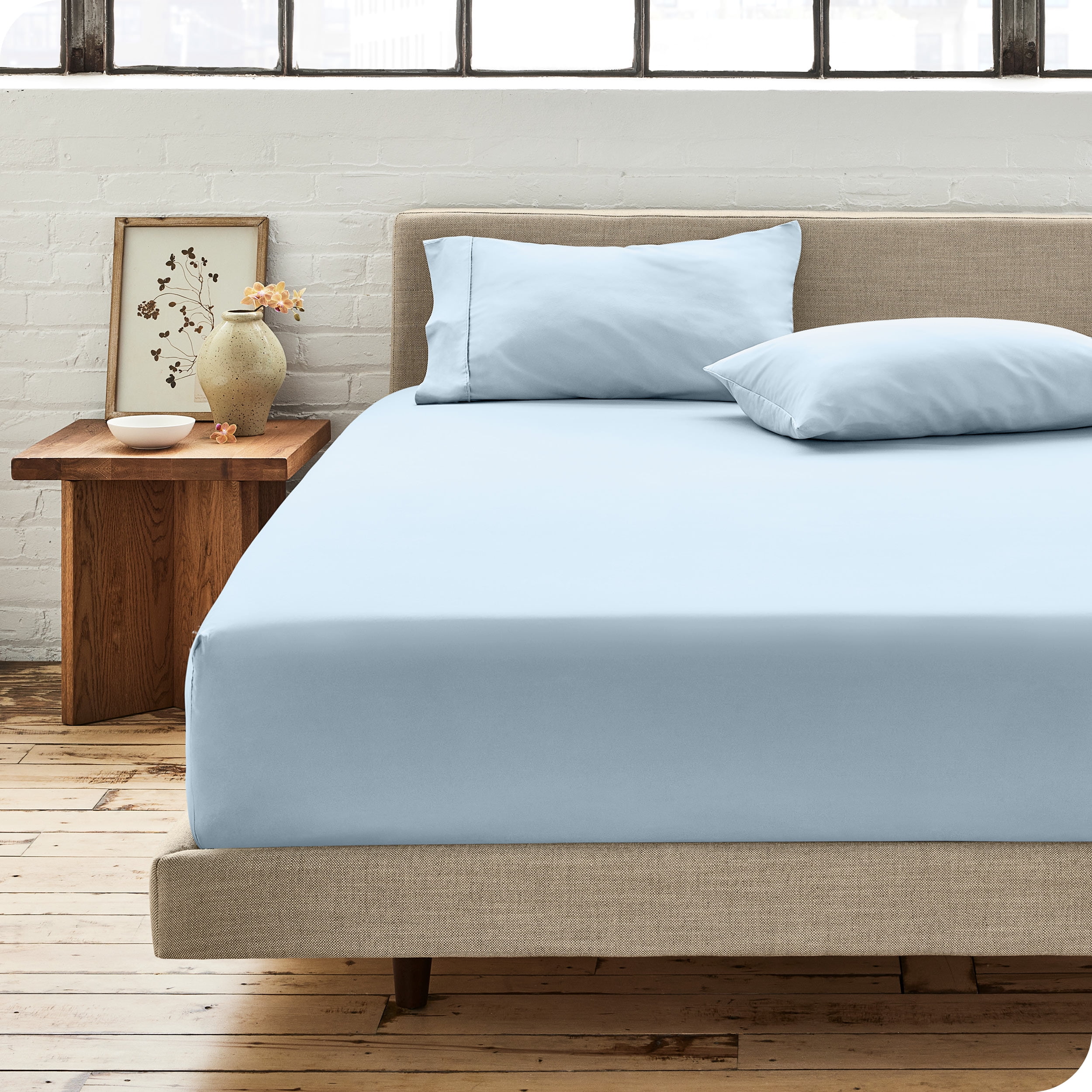Winter Blue Organic Cotton Percale Twin XL Fitted Sheet Set