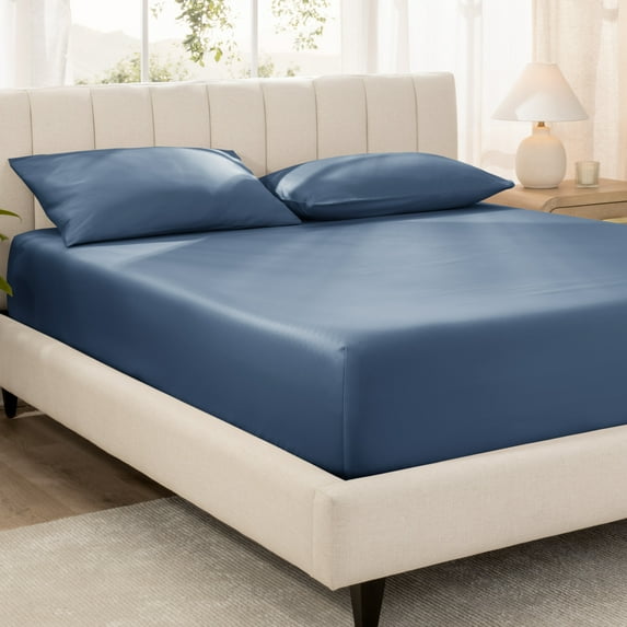 Bare Home 100% Organic Cotton Fitted Sheet - Sateen Weave - 400 Thread Count - California King, Bering Sea