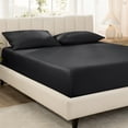 thumbnail image 1 of Bare Home 100% Organic Cotton Fitted Sheet - Sateen Weave - 400 Thread Count - Queen, Black, 1 of 9