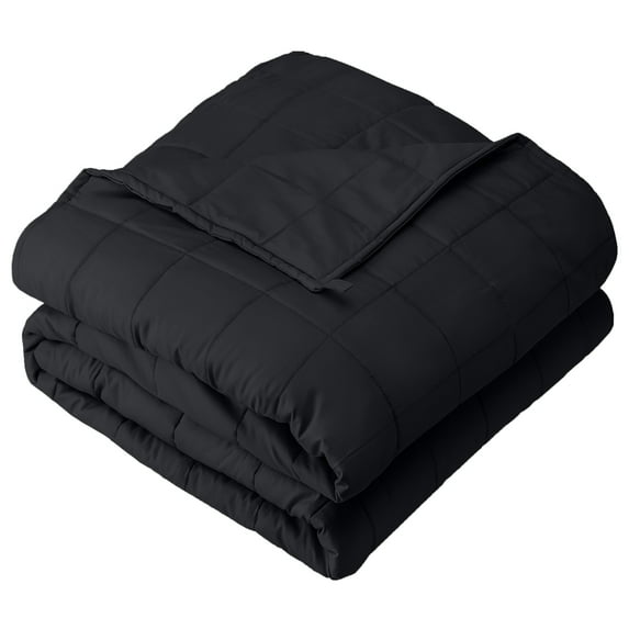 Bare Home 12 lbs Weighted Blanket for Adults and Kids - 48" x 72" - 210tc Twill Cotton, Black