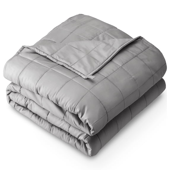 Bare Home 12 lbs Weighted Blanket for Adults and Kids - 48" x 72" - 210tc Twill Cotton, Light Gray