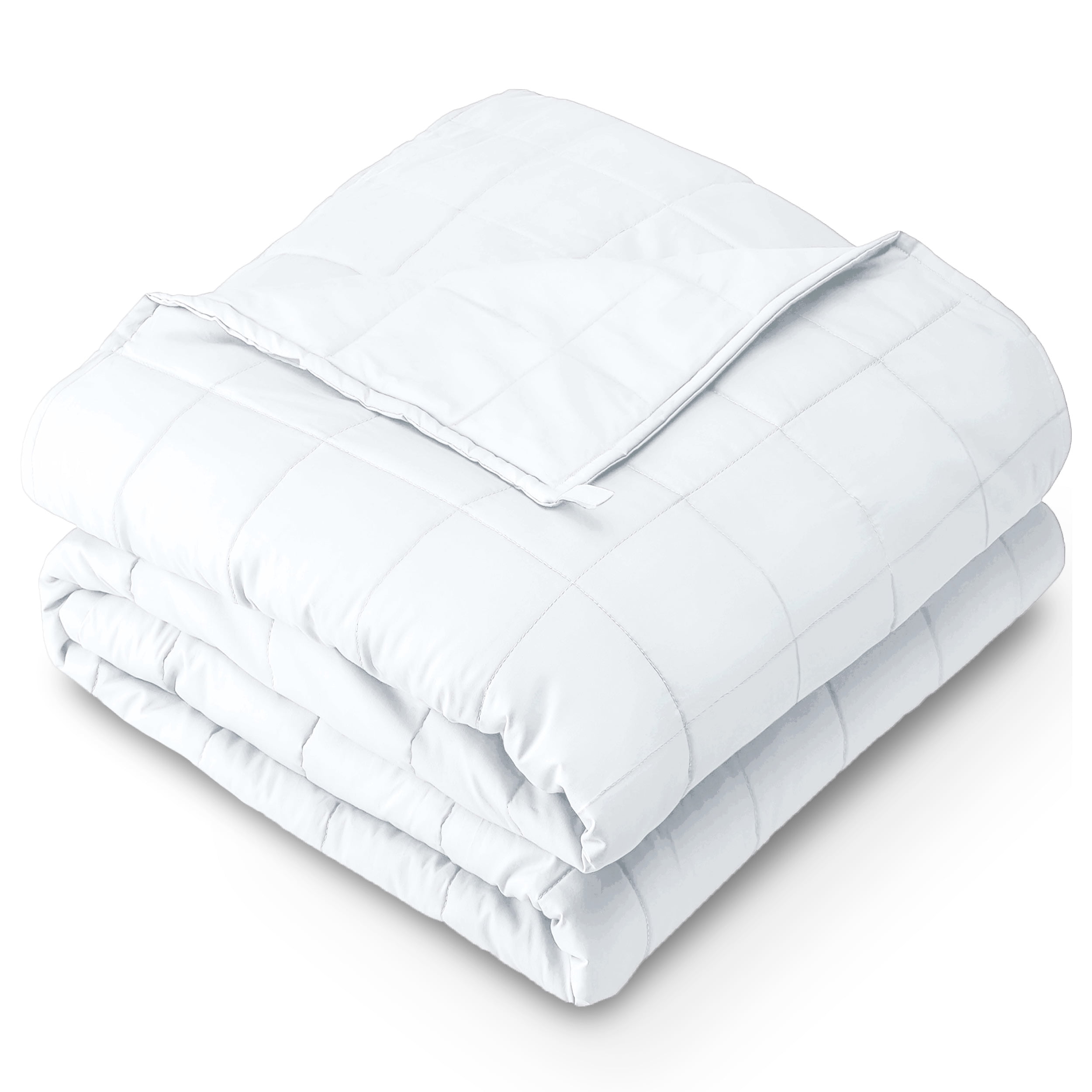 Cotton White 12 lb Queen Weighted Blanket with Glass Beads