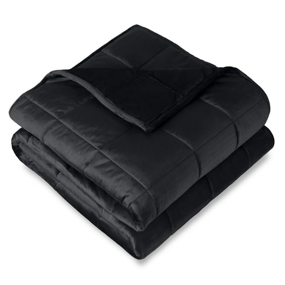 Bare Home 12 lbs Weighted Blanket for Adults and Kids - 48" x 72" - Minky Fleece, Black