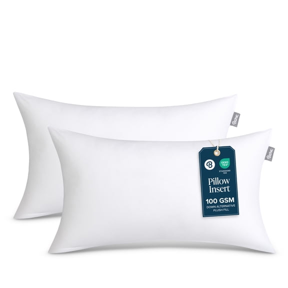 Bare Home 14"x22" Pillow Inserts, Decorative Rectangle Pillow Insert for Sofa/Couch, Set of 2, White