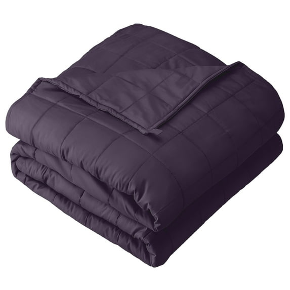 Bare Home 15 lbs Weighted Blanket for Adults and Kids - 48" x 72" - 210tc Twill Cotton, Eggplant