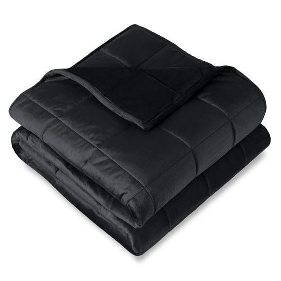 Bare Home 17 lbs Weighted Blanket for Adults - 60" x 80" - Minky Fleece, Black
