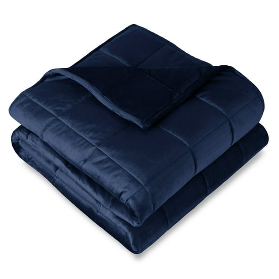 Bare Home 17 lbs Weighted Blanket for Adults - 60" x 80" - Minky Fleece, Dark Blue