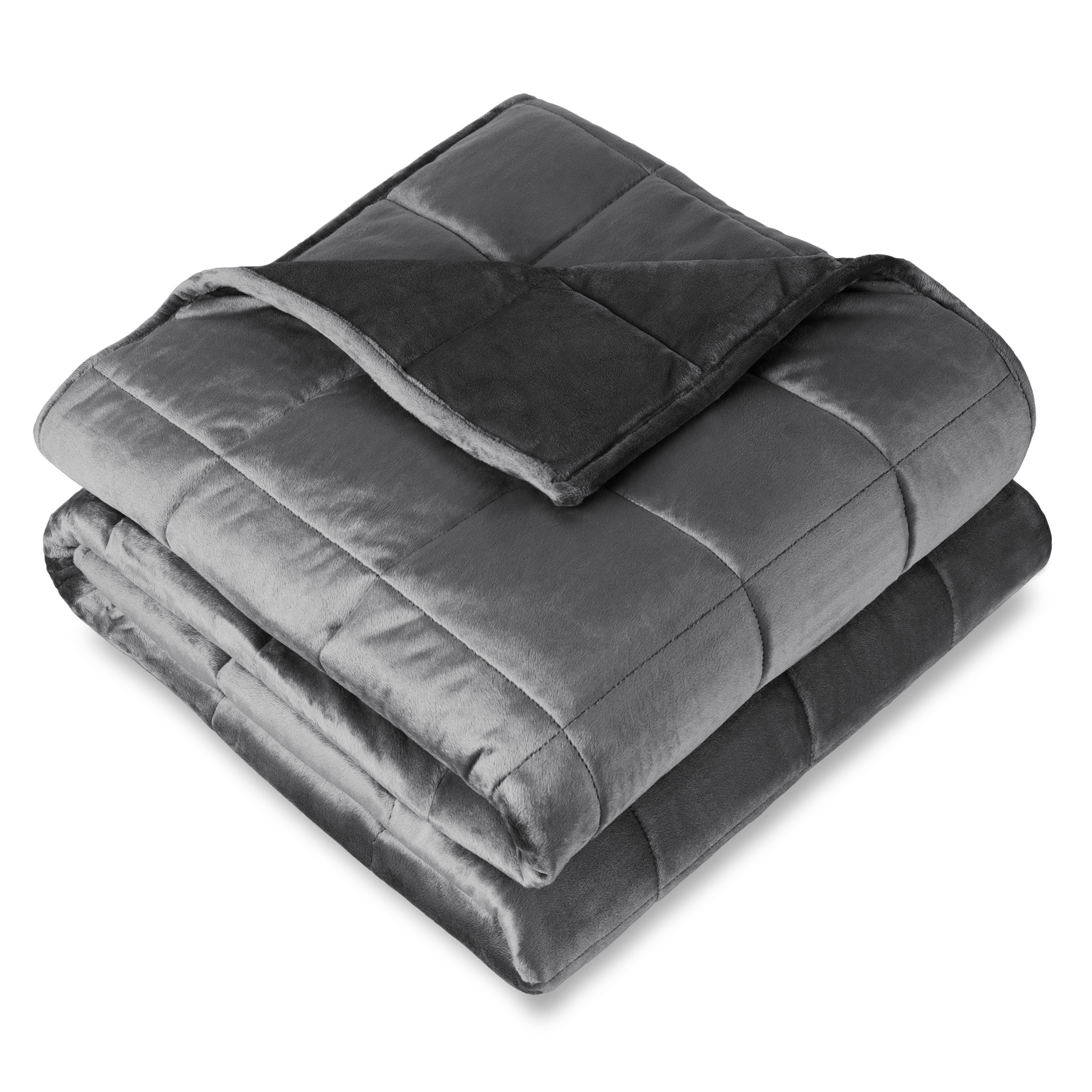 Gray Minky Fleece Weighted Blanket, Queen Size, 17 lbs