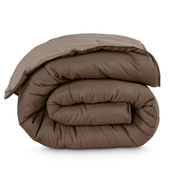 Bare Home 1800 Collection Reversible Down Alternative Comforter, All-Season, Full, Cocoa/Taupe