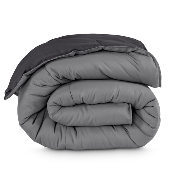 Bare Home 1800 Collection Reversible Down Alternative Comforter, All-Season, Full, Gray/Forged Iron Gray