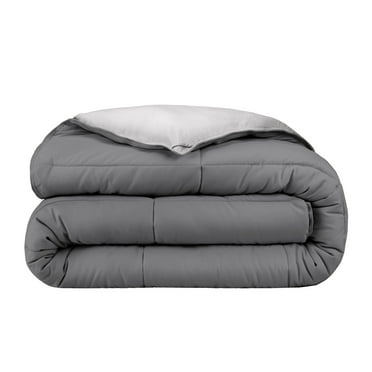 Bare Home 1800 Collection Reversible Down Alternative Comforter, All-Season, Full, Gray/Light Gray