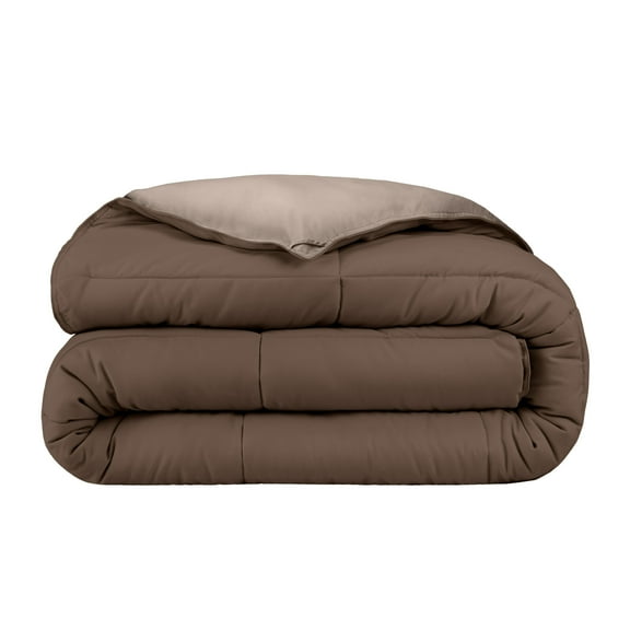 Bare Home 1800 Collection Reversible Down Alternative Comforter, All-Season, King, Cocoa/Taupe