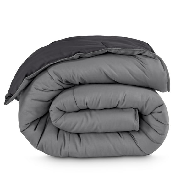 Bare Home 1800 Collection Reversible Down Alternative Comforter, All-Season, Oversized King, Gray/Forged Iron Gray