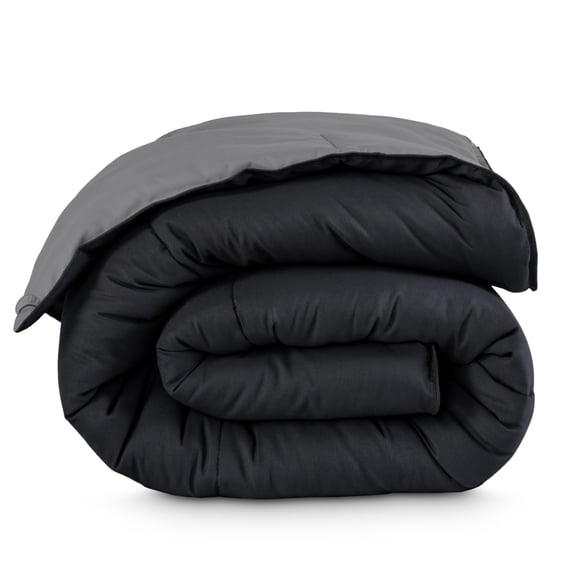 Bare Home 1800 Collection Reversible Down Alternative Comforter, All-Season, Oversized Queen, Black/Gray