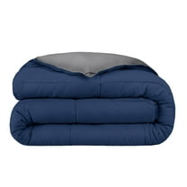 Bare Home 1800 Collection Reversible Down Alternative Comforter, All-Season, Queen, Dark Blue/Gray